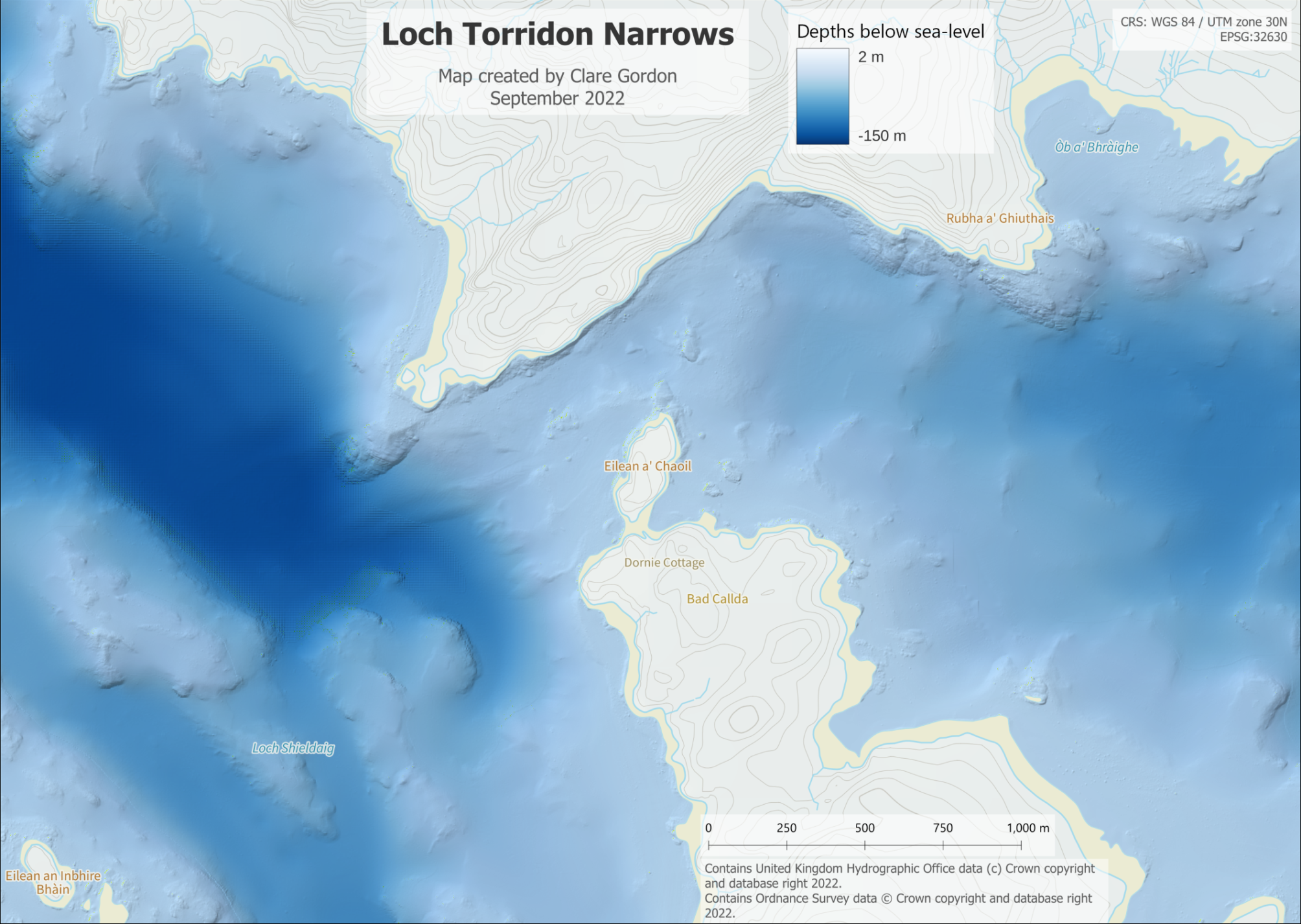 Bathymetry of the Loch Torridon Narrows. Bathymetry of the Loch Torridon Narrows.